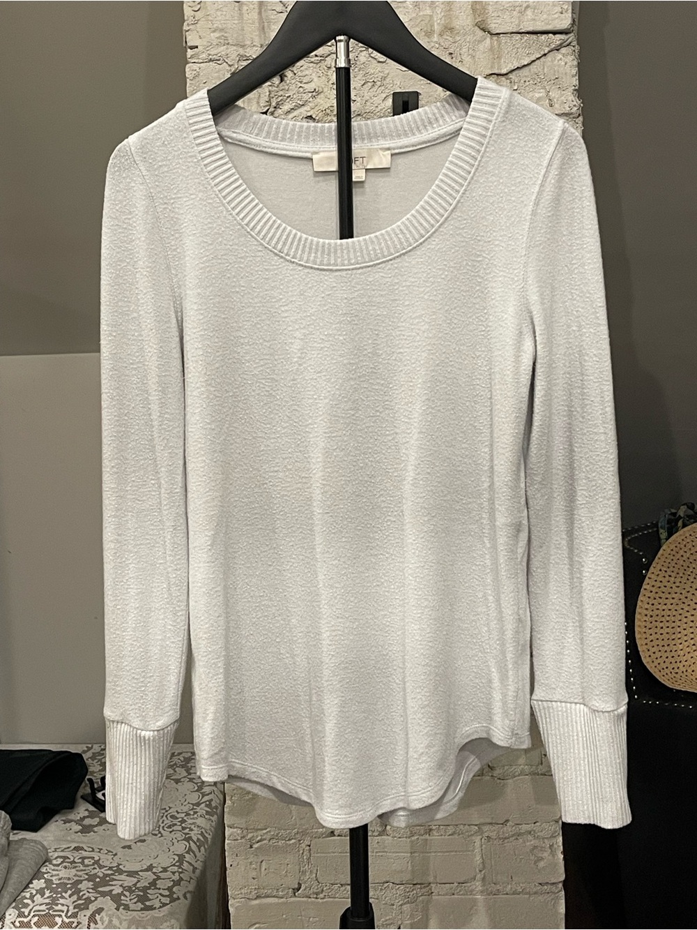 LOFT very pale blue Long-Sleeve Scoop Neck Top sweater